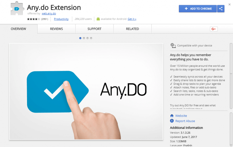 Any.do Extension screenshot