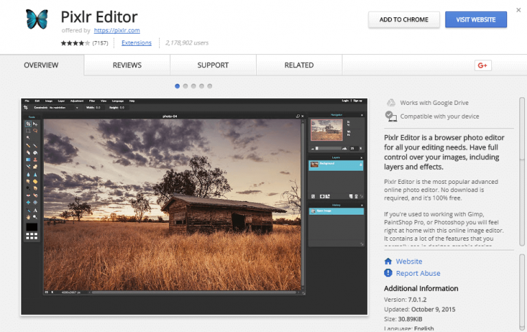 Pixlr Editor Extension screenshot
