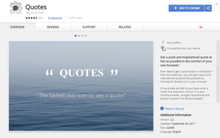 Quotes extension screenshot